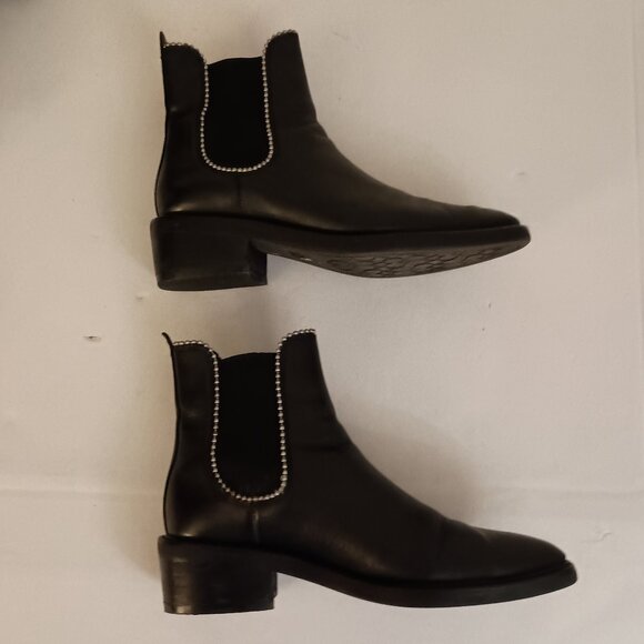 Coach Bowery Beadchain Black Leather Ankle Boots Women’s Size 6.5 B – Very Good - Picture 5 of 16